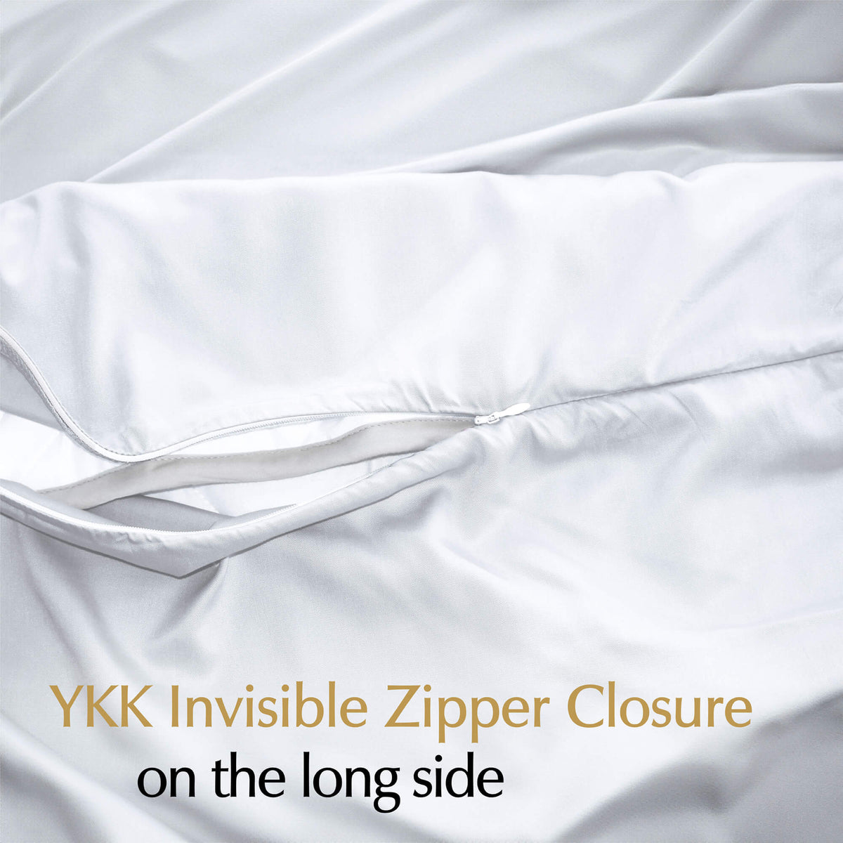 weighted blanket cover in brilliant white made with invisible zipper closure