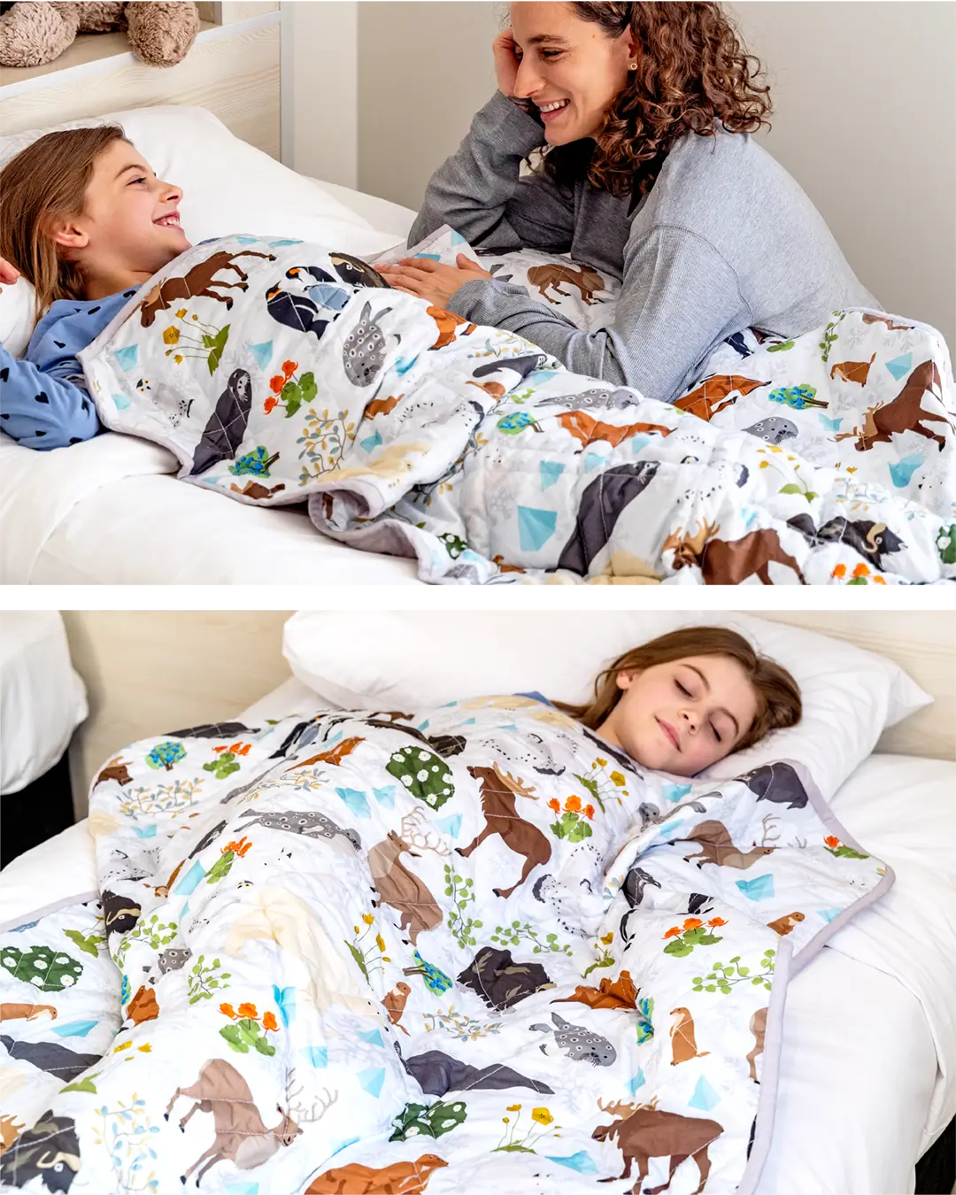 kids weighted blanket colorful#color_Snow-Gray