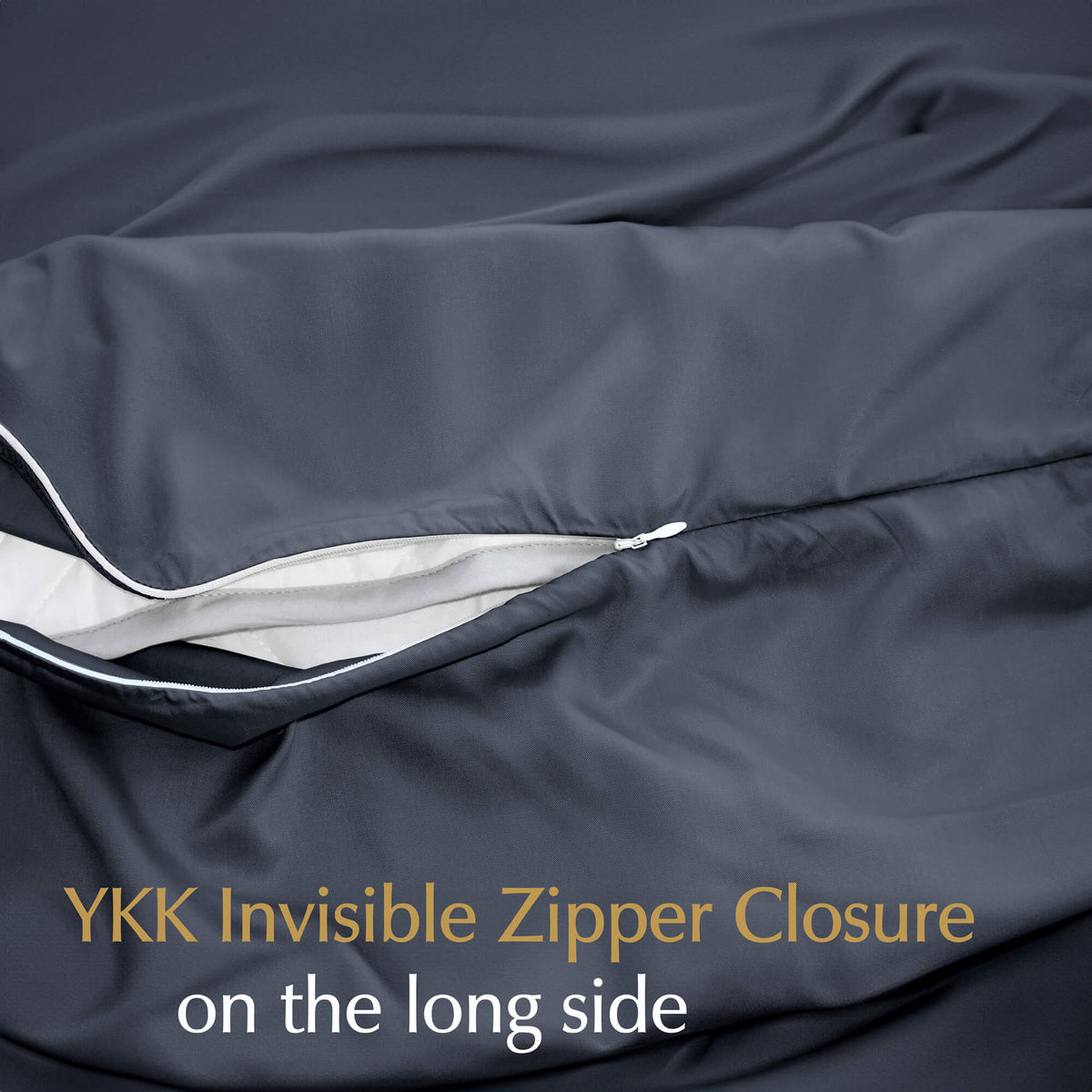 weighted blanket cover in charcoal grey made with invisible zipper closure