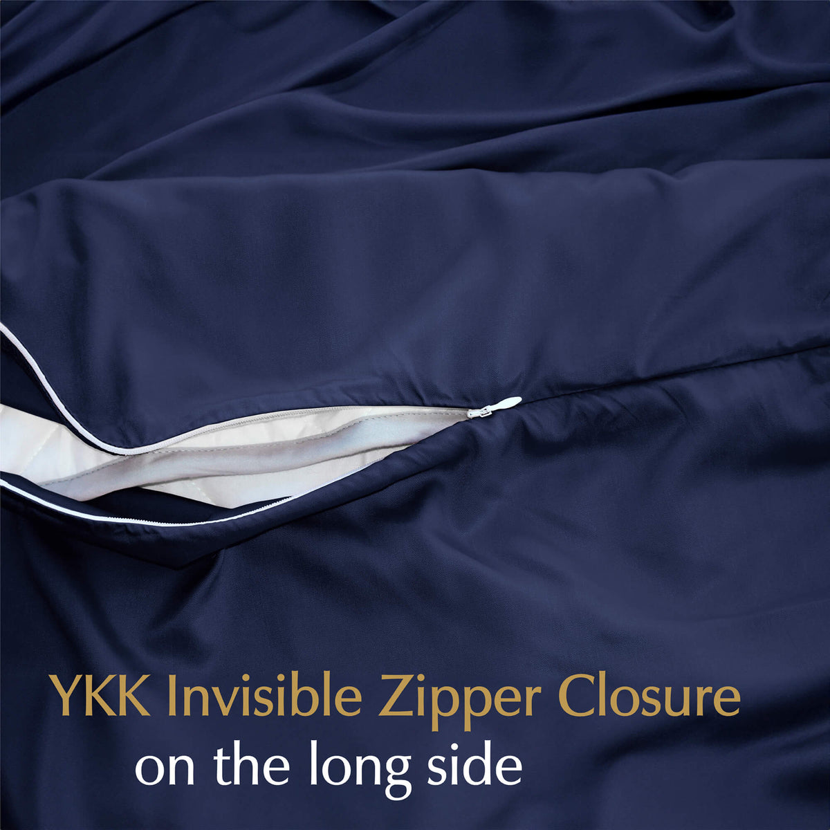 weighted blanket cover in midnight blue made with invisible zipper closure