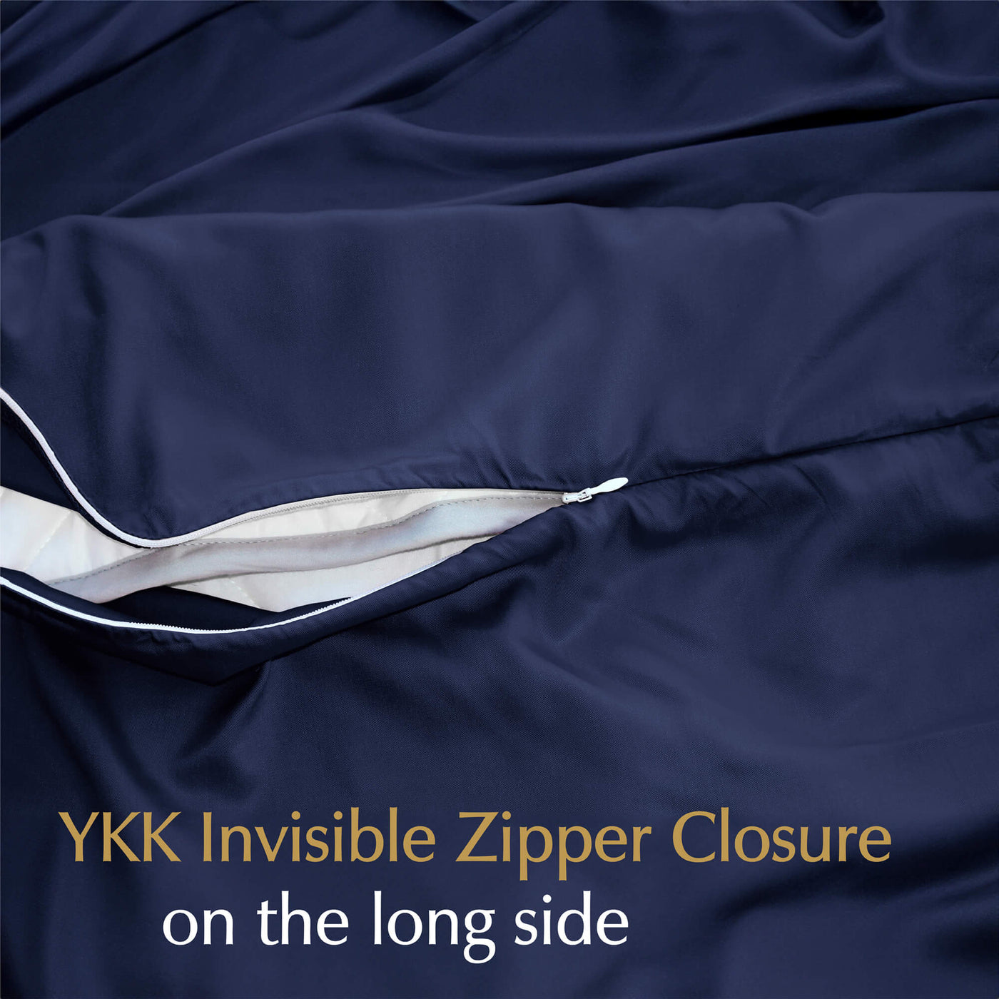 weighted blanket cover in midnight blue made with invisible zipper closure#color_Midnight-Blue