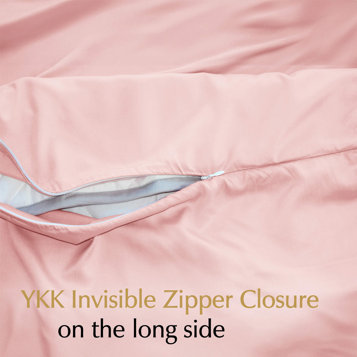 weighted blanket cover in pastel pink made with invisible zipper closure