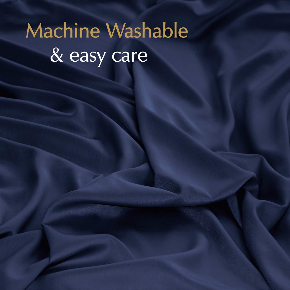 machine washable weighted blanket cover in midnight blue provides easy care