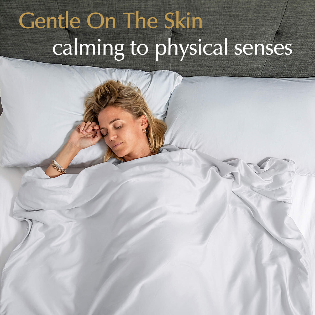 weighted blanket cover brilliant white that is gentle on the skin and calming to physical senses for sleeping