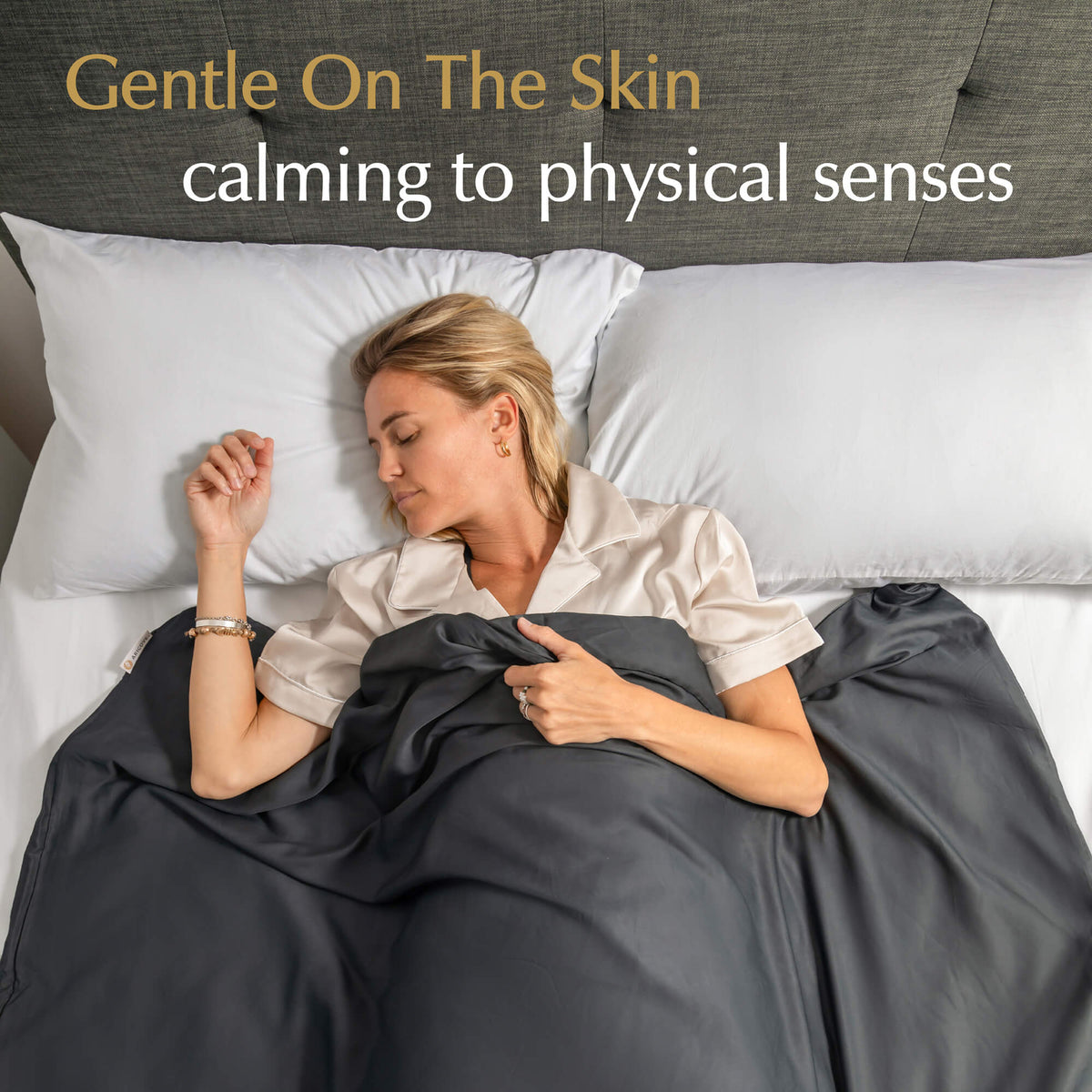 weighted blanket cover charcoal grey that is gentle on the skin and calming to physical senses for sleeping