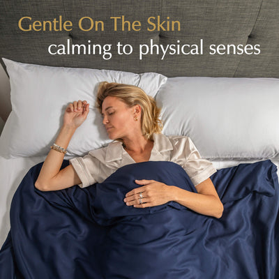 weighted blanket cover midnight blue that is gentle on the skin and calming to physical senses for sleeping#color_Midnight-Blue