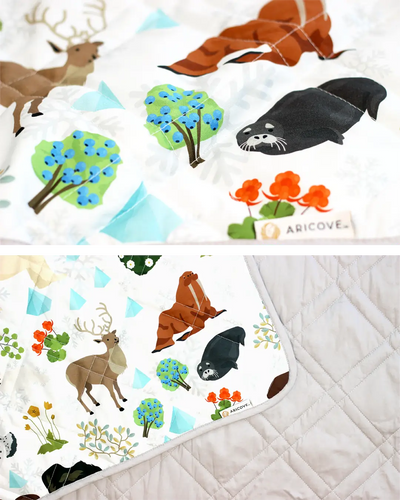 kids weighted blanket with animals#color_Snow-Gray