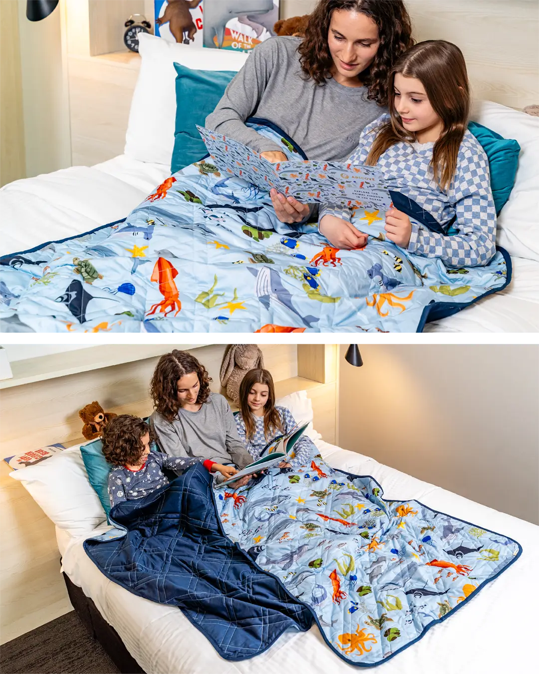 kids weighted blanket in blue color