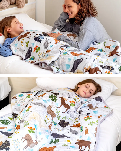 kids weighted blanket colorful#color_Snow-Gray