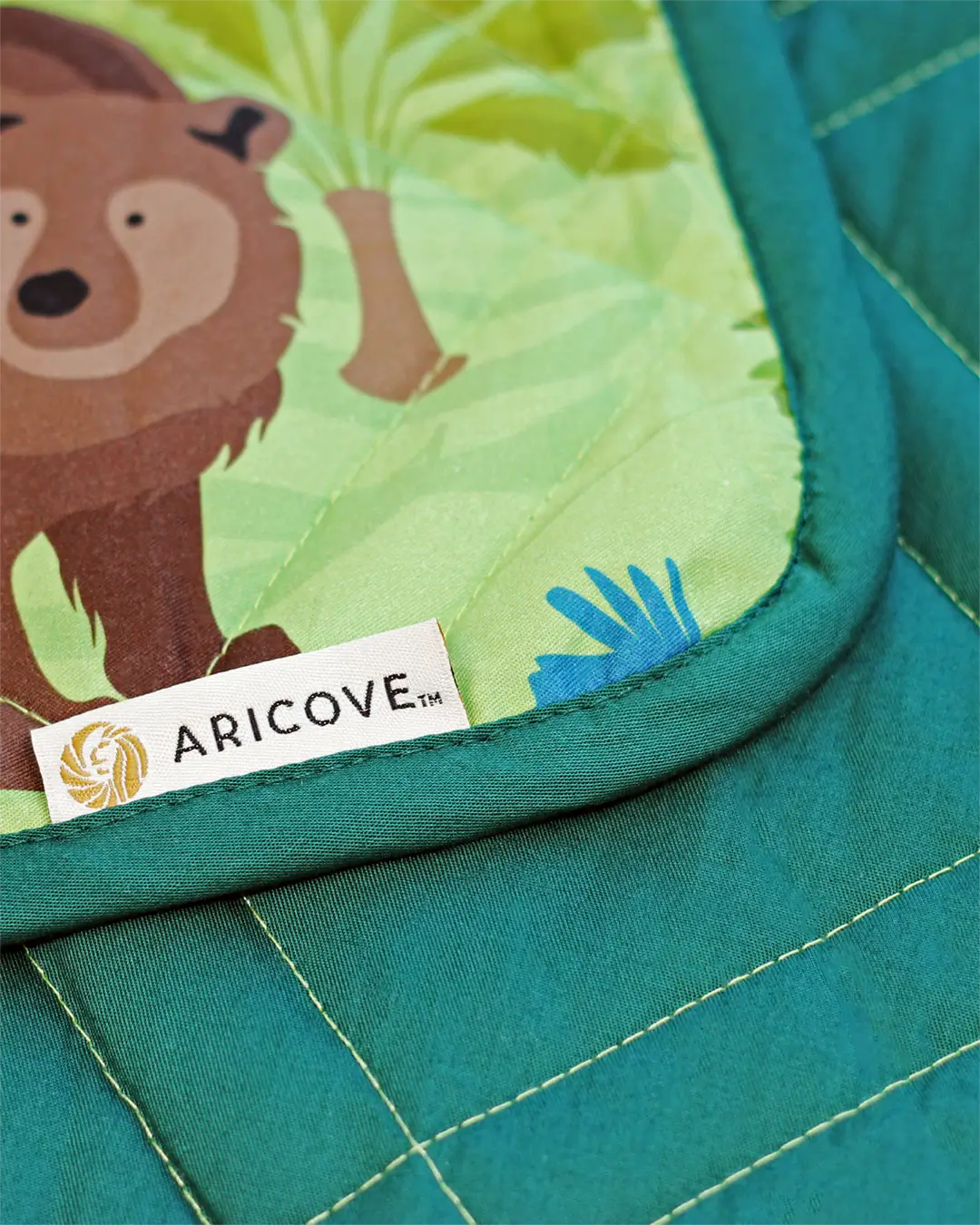 kids weighted blanket jungle animals green