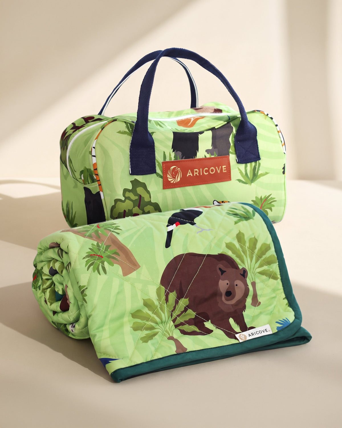 Aricove Kids Weighted Blanket, Animal Kingdom in Jungle Green